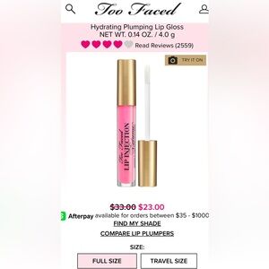 Too Faced Lip Maximum Injection Gloss - Bubble Gum Yum Full Size